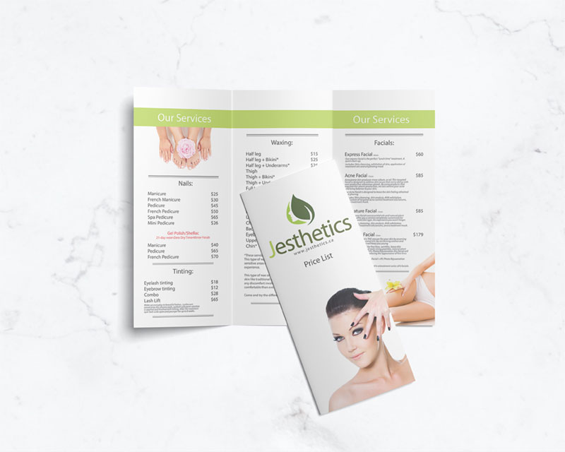 Spa tri-fold brochure design